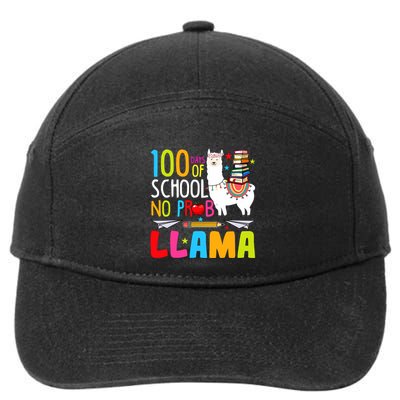 100 Days Of School No Probllama Llama Funny 100th Day 7-Panel Snapback Hat