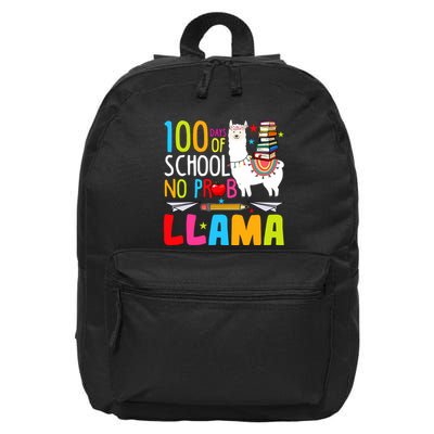 100 Days Of School No Probllama Llama Funny 100th Day 16 in Basic Backpack
