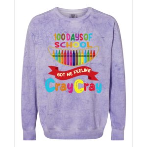 100 Days Of School Got Me Feeling Cray Cray Colorblast Crewneck Sweatshirt