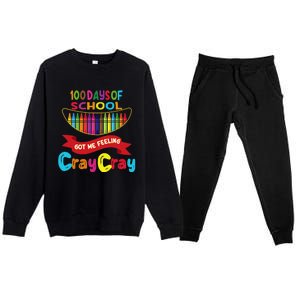 100 Days Of School Got Me Feeling Cray Cray Premium Crewneck Sweatsuit Set