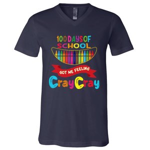 100 Days Of School Got Me Feeling Cray Cray V-Neck T-Shirt