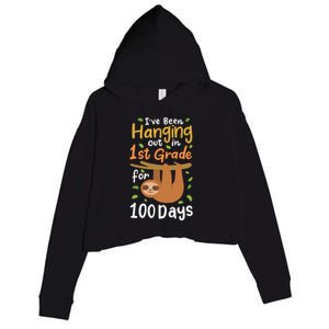 100 Days Of School Sloth 1St Grade Student Cute Gift Crop Fleece Hoodie