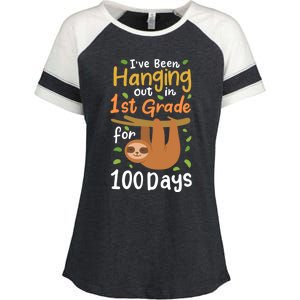 100 Days Of School Sloth 1St Grade Student Cute Gift Enza Ladies Jersey Colorblock Tee