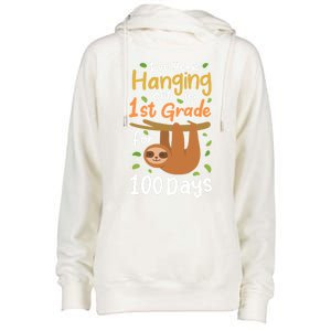 100 Days Of School Sloth 1St Grade Student Cute Gift Womens Funnel Neck Pullover Hood