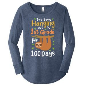 100 Days Of School Sloth 1St Grade Student Cute Gift Women's Perfect Tri Tunic Long Sleeve Shirt