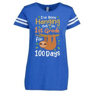 100 Days Of School Sloth 1St Grade Student Cute Gift Enza Ladies Jersey Football T-Shirt