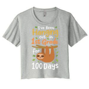 100 Days Of School Sloth 1St Grade Student Cute Gift Women's Crop Top Tee