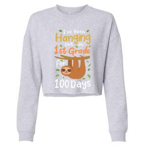 100 Days Of School Sloth 1St Grade Student Cute Gift Cropped Pullover Crew