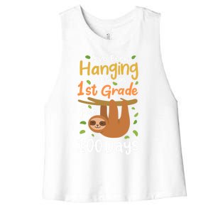 100 Days Of School Sloth 1St Grade Student Cute Gift Women's Racerback Cropped Tank