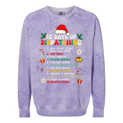 12 Days Of Dispatching Christmas Pajama Xmas Dispatcher  Colorblast Crewneck Sweatshirt