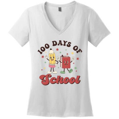 100 Days Of School 100th Day Of School Women's V-Neck T-Shirt