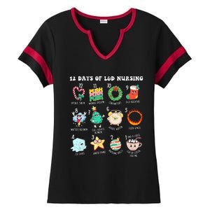 12 Days Of L&D Unit Nursing Labor & Delivery Nurse Christmas Ladies Halftime Notch Neck Tee