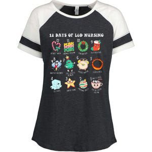 12 Days Of L&D Unit Nursing Labor & Delivery Nurse Christmas Enza Ladies Jersey Colorblock Tee