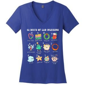 12 Days Of L&D Unit Nursing Labor & Delivery Nurse Christmas Women's V-Neck T-Shirt