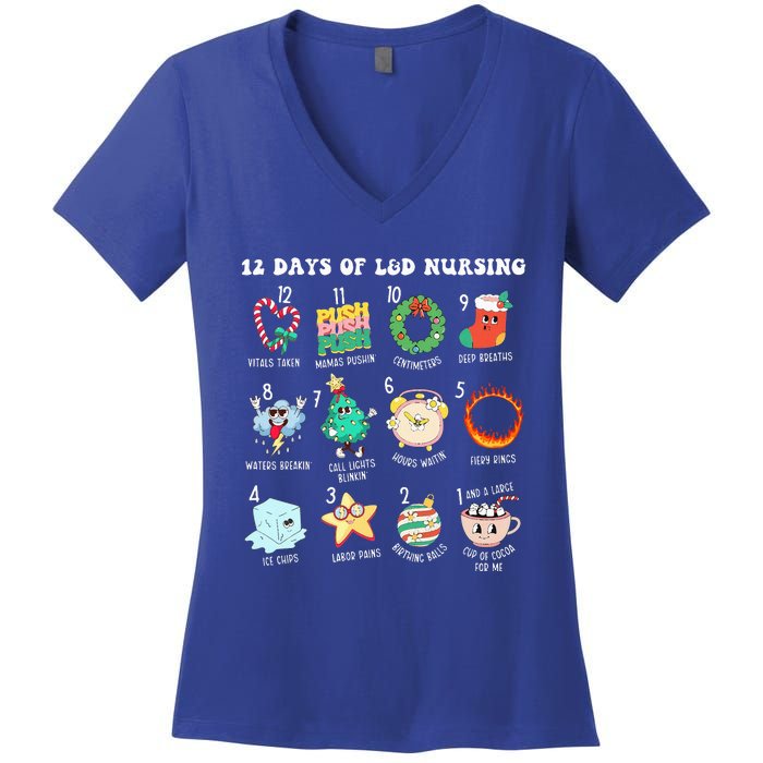 12 Days Of L&D Unit Nursing Labor & Delivery Nurse Christmas Women's V-Neck T-Shirt