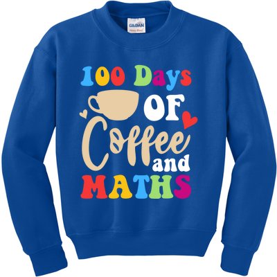 100 Days Of Coffee And Maths 100th Day School Math Teacher Funny Gift Kids Sweatshirt