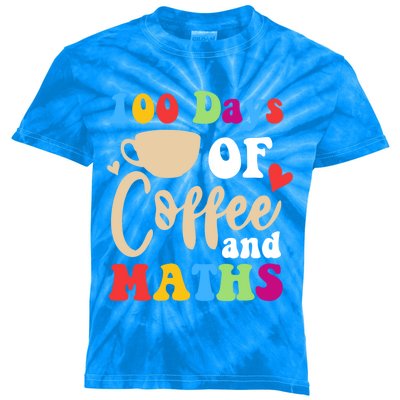 100 Days Of Coffee And Maths 100th Day School Math Teacher Funny Gift Kids Tie-Dye T-Shirt