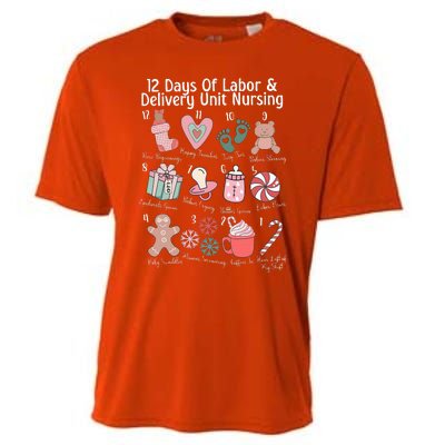 12 Days Of Labor and Delivery Unit Nursing Nurse Christmas  Cooling Performance Crew T-Shirt