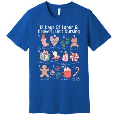 12 Days Of Labor and Delivery Unit Nursing Nurse Christmas  Premium T-Shirt