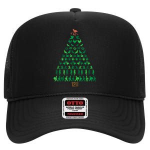 12 Days Of Christmas Tree Classic Holiday Christmas Carol High Crown Mesh Back Trucker Hat