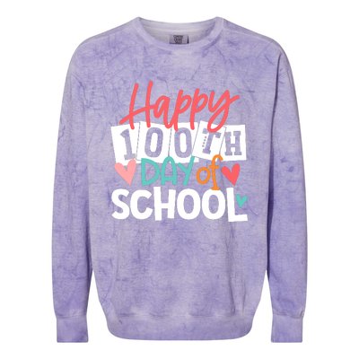 100th Day Of School Teachers Wo Happy 100 Days Colorblast Crewneck Sweatshirt