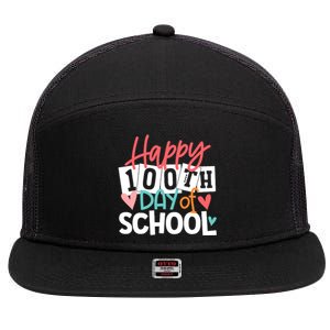 100th Day Of School Teachers Wo Happy 100 Days 7 Panel Mesh Trucker Snapback Hat