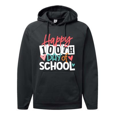 100th Day Of School Teachers Wo Happy 100 Days Performance Fleece Hoodie