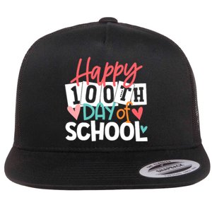 100th Day Of School Teachers Wo Happy 100 Days Flat Bill Trucker Hat