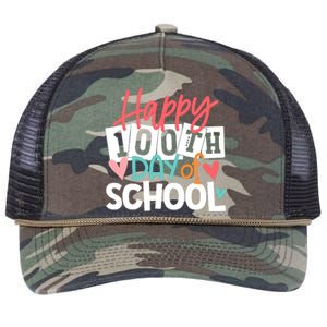 100th Day Of School Teachers Wo Happy 100 Days Retro Rope Trucker Hat Cap