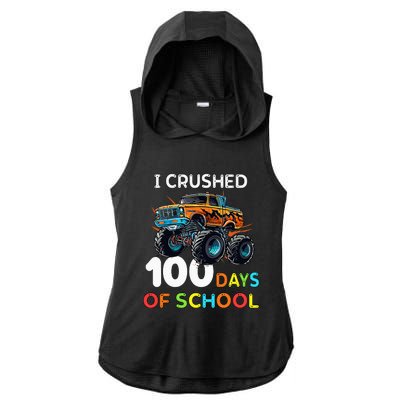 100 Days Of School Monster Truck 100th Day Of School Ladies PosiCharge Tri-Blend Wicking Draft Hoodie Tank