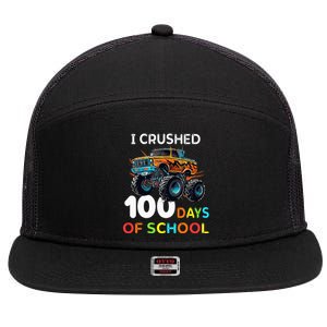 100 Days Of School Monster Truck 100th Day Of School 7 Panel Mesh Trucker Snapback Hat