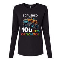 100 Days Of School Monster Truck 100th Day Of School Womens Cotton Relaxed Long Sleeve T-Shirt