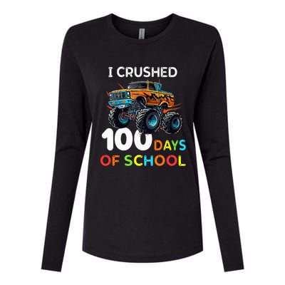 100 Days Of School Monster Truck 100th Day Of School Womens Cotton Relaxed Long Sleeve T-Shirt