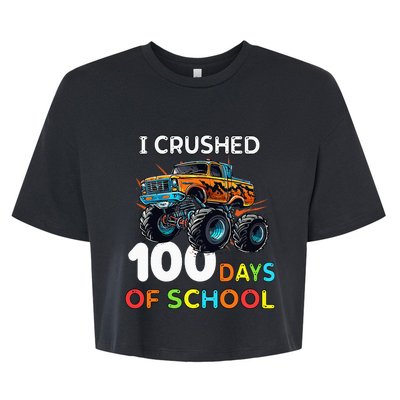 100 Days Of School Monster Truck 100th Day Of School Bella+Canvas Jersey Crop Tee