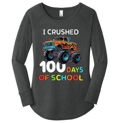 100 Days Of School Monster Truck 100th Day Of School Women's Perfect Tri Tunic Long Sleeve Shirt