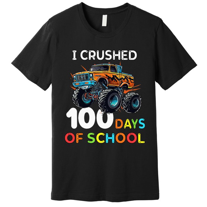 100 Days Of School Monster Truck 100th Day Of School Premium T-Shirt