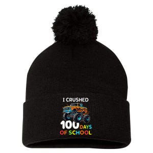 100 Days Of School Monster Truck 100th Day Of School Pom Pom 12in Knit Beanie