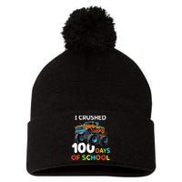 100 Days Of School Monster Truck 100th Day Of School Pom Pom 12in Knit Beanie