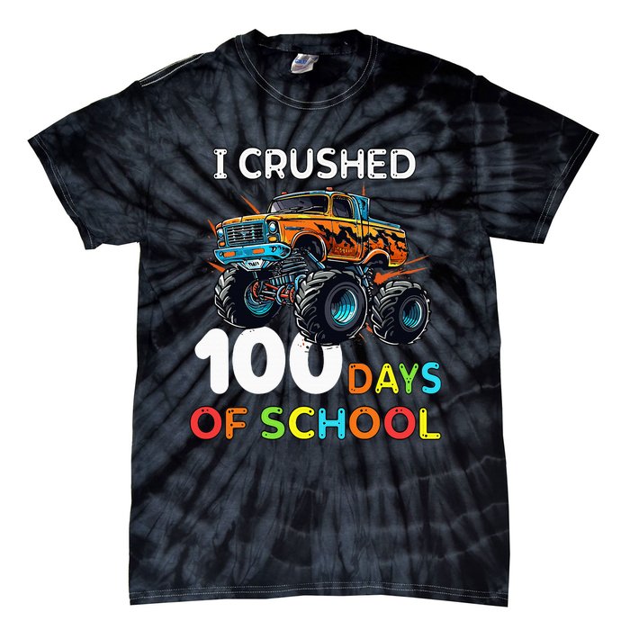 100 Days Of School Monster Truck 100th Day Of School Tie-Dye T-Shirt