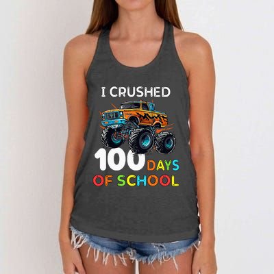 100 Days Of School Monster Truck 100th Day Of School Women's Knotted Racerback Tank