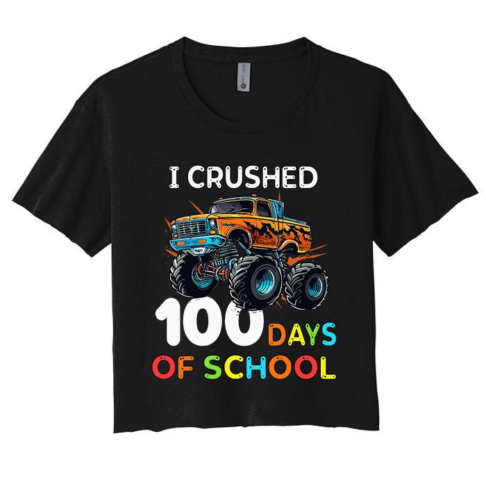 100 Days Of School Monster Truck 100th Day Of School Women's Crop Top Tee