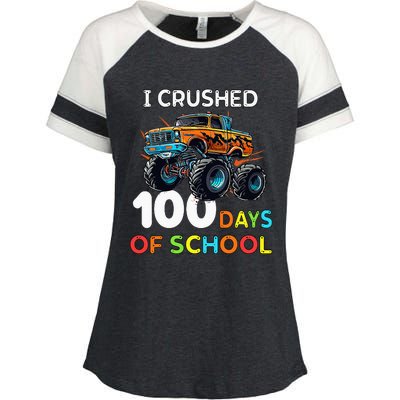 100 Days Of School Monster Truck 100th Day Of School Enza Ladies Jersey Colorblock Tee