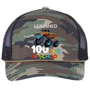 100 Days Of School Monster Truck 100th Day Of School Retro Rope Trucker Hat Cap