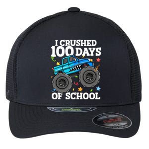 100 Days Of School Monster Truck 100th Day Of School Boy Flexfit Unipanel Trucker Cap