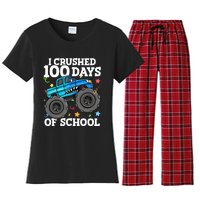 100 Days Of School Monster Truck 100th Day Of School Boy Women's Flannel Pajama Set