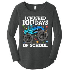 100 Days Of School Monster Truck 100th Day Of School Boy Women's Perfect Tri Tunic Long Sleeve Shirt