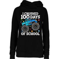 100 Days Of School Monster Truck 100th Day Of School Boy Womens Funnel Neck Pullover Hood