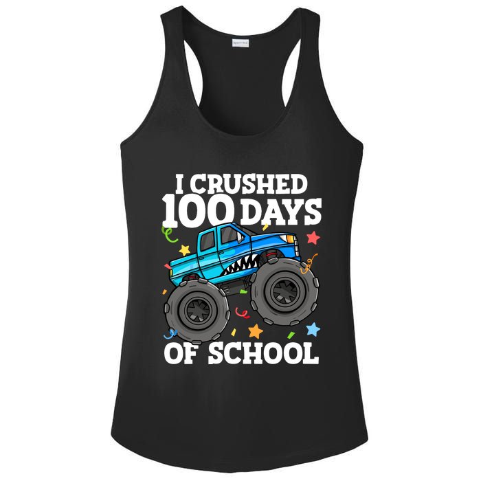 100 Days Of School Monster Truck 100th Day Of School Boy Ladies PosiCharge Competitor Racerback Tank