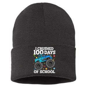 100 Days Of School Monster Truck 100th Day Of School Boy Sustainable Knit Beanie