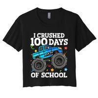 100 Days Of School Monster Truck 100th Day Of School Boy Women's Crop Top Tee